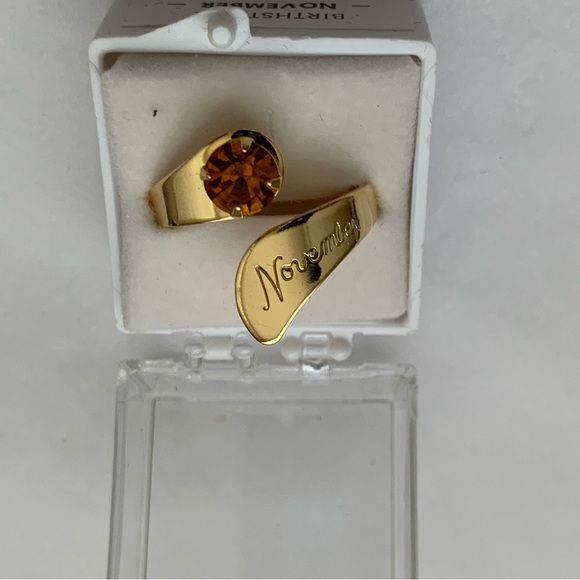 Scorpio Ring Gold November in Script & Topaz Birthstone Size 6 Wrap Ring NIB VTG - Picture 6 of 10